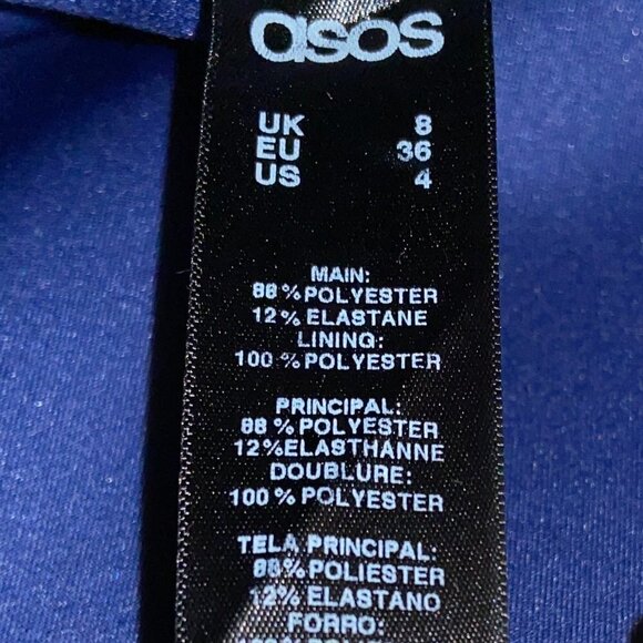 ASOS | Scuba Cobalt Blue Sleeveless V Neck Dress Cutout - Picture 9 of 9